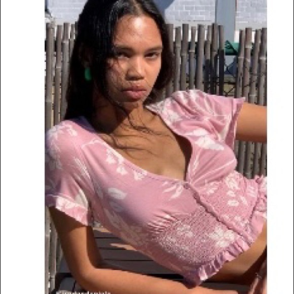 Button down smocked top - Picture 2 of 3